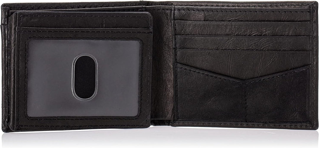 Fossil Herren Neel Leder Bifold Geldbörse 11,43 cm L x 1,905 cm B x 8,89 cm H Schwarz, Schwarz