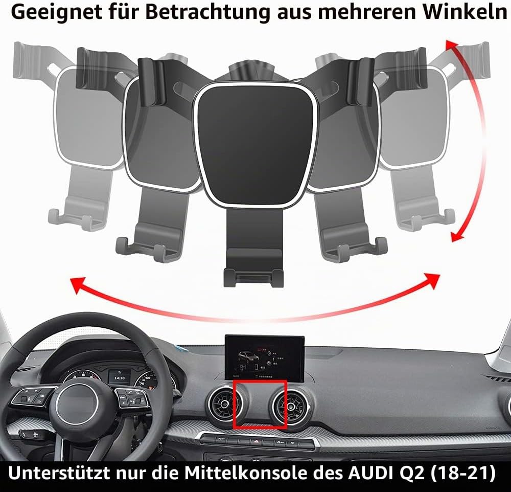 LUNQIN Kfz-Handyhalterung für Audi Q2 2018–2024, Autozubehör, Navigationshalterung, Innendekoration,