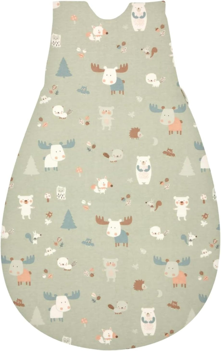 Alvi Baby Mäxchen Aussensack baby forest, Schlafsack mitwachsend, Baumwoll Schlafsack mit Strampelfr