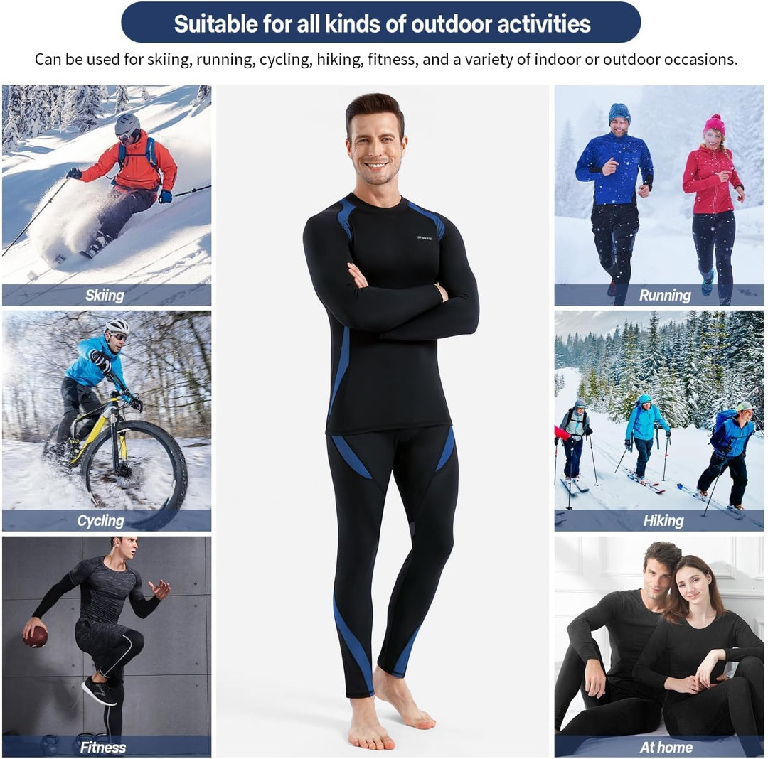 Thermounterwäsche Herren, Skiunterwäsche Winter Thermowäsche Set Funktionsunterwäsche Warm Weich Fun
