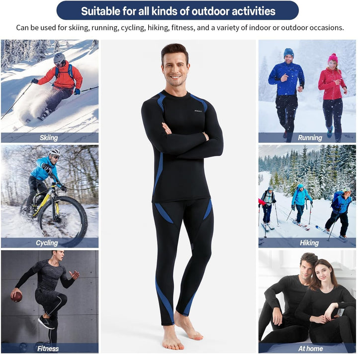 Thermounterwäsche Herren, Skiunterwäsche Winter Thermowäsche Set Funktionsunterwäsche Warm Weich Fun