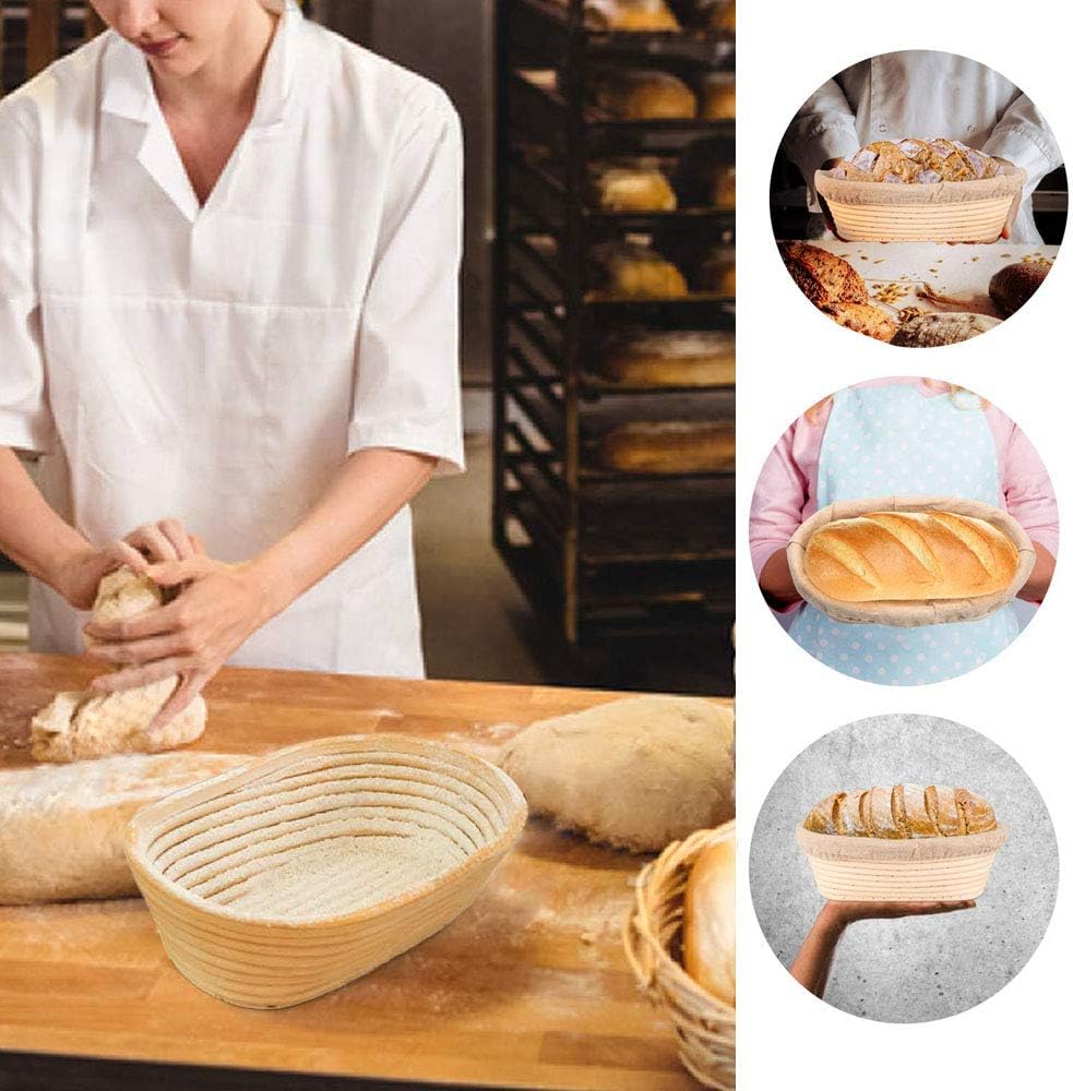 Gärkörbchen 3 Stück, SZETOSY Rundes Gärkorb Zum Brotbacken-Set,Banneton-Brotgärkorb aus natürlichem