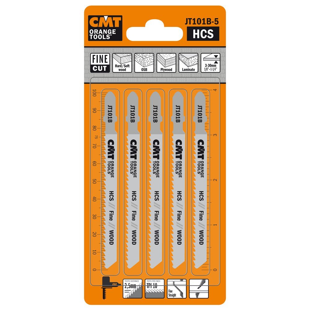 CMT ORANGE TOOLS JT101B-5-5 HCS-STICHSÄGEBLÄTTER FÜR EBENES UND FEINES HOLZ 100X2,5X10TPI