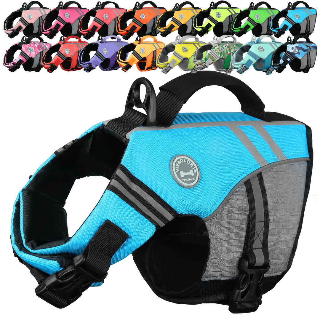 VIVAGLORY Sports Style Hundeschwimmweste, Rettungswesten Für Hunde Bootfahren, Auftrieb & Schwimmhil