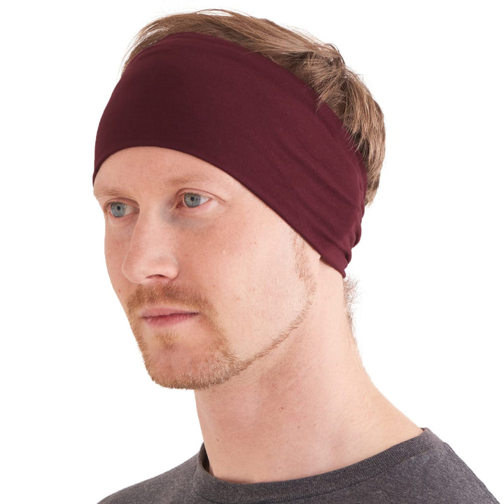 CHARM Herren Japanisch Bandana Stirnband - Damen Headband Haar Band Sport Weinrot, Weinrot