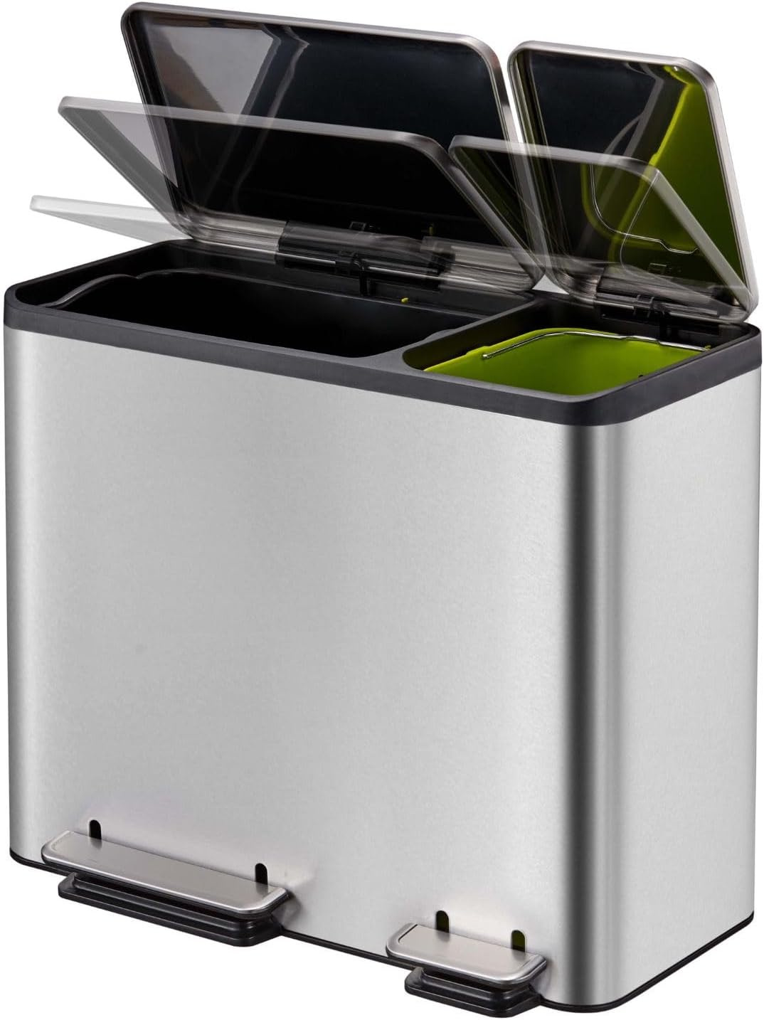 EKO Ecocasa Tretmülleimer Mülltrennsystem 30L + 15L (32,1 x 60,5 x 49,2 cm, Dämpfer-System, Fingerab