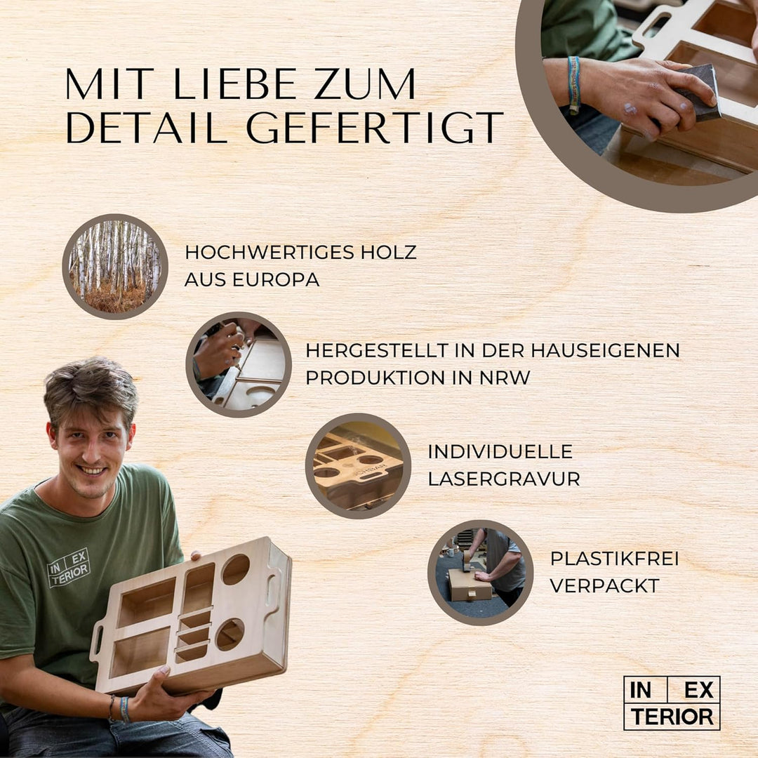INEXTERIOR CouchBar Double - PERSONALISIERBAR - handgefertigt in Deutschland - Snackschalen und Flas