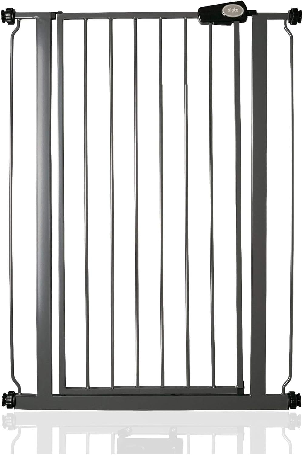 Safetots Extrahohes Metall-Sicherheitsgitter, Druckmontage, 75cm - 82.6cm, Schiefergrau, 104cm Höhe,