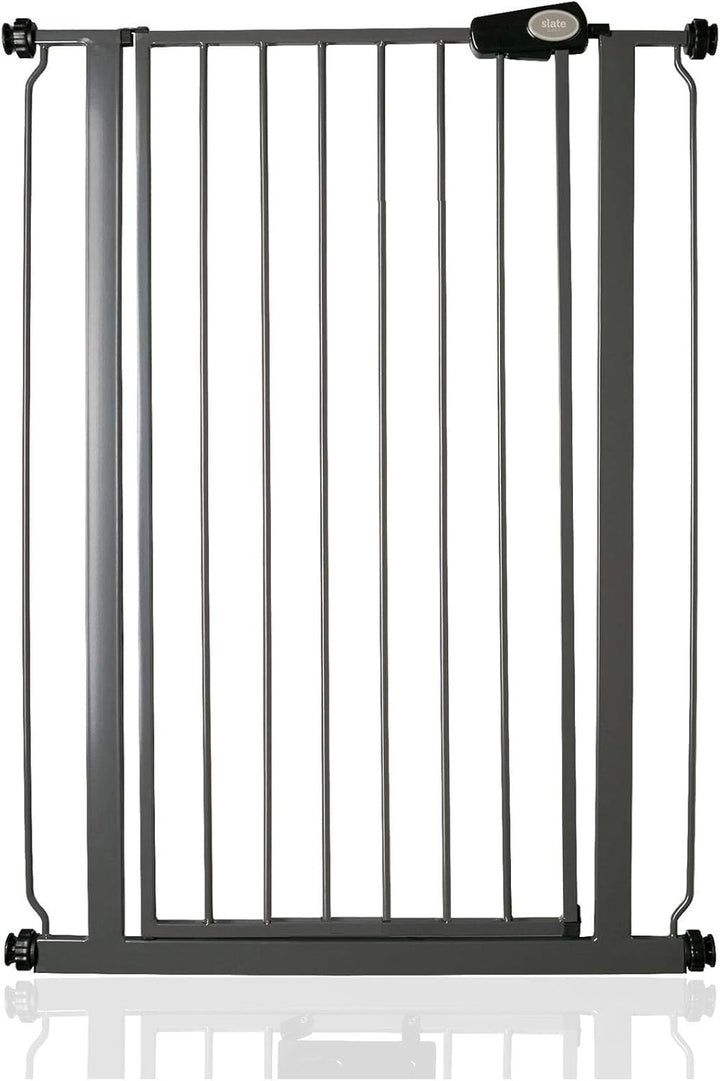 Safetots Extrahohes Metall-Sicherheitsgitter, Druckmontage, 75cm - 82.6cm, Schiefergrau, 104cm Höhe,