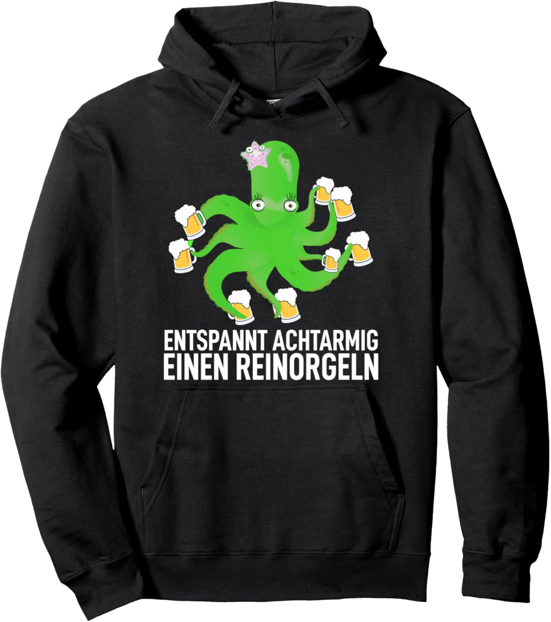 Tintenfisch Entspannt Achtarmig einen reinorgeln Saufen Pullover Hoodie