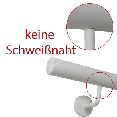 TIBU Handlauf Edelstahl weiss pulverbeschichtet 42,4 mm Geländer innen aussen wetterfest, Länge 120