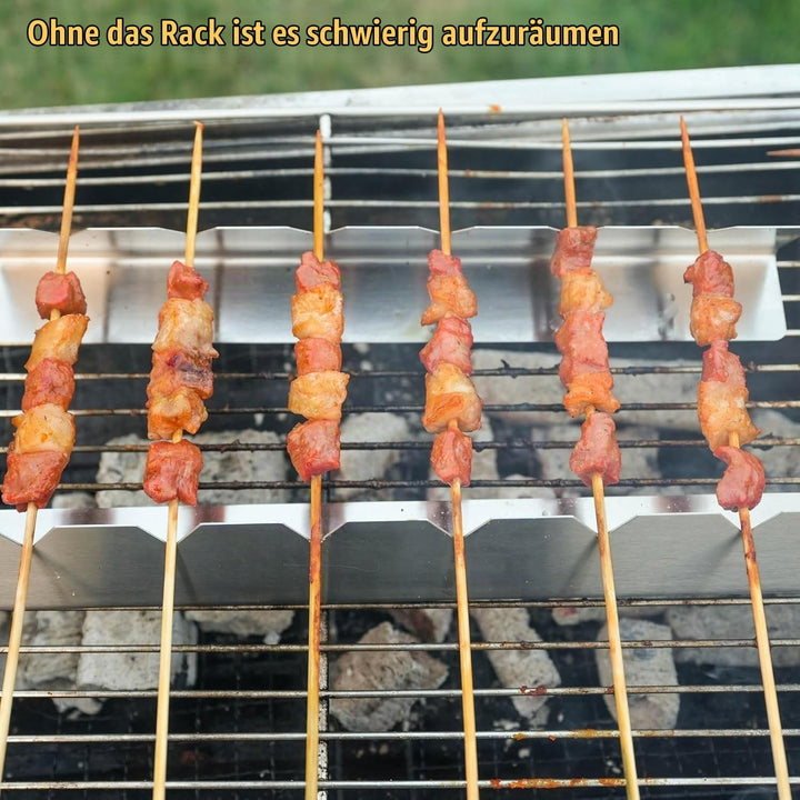 Spiesse Rack 6er Set, Edelstahl Spiesse Halter mit 6 Einkerbung Kompatibel mit Holz, Bambus, Runde M