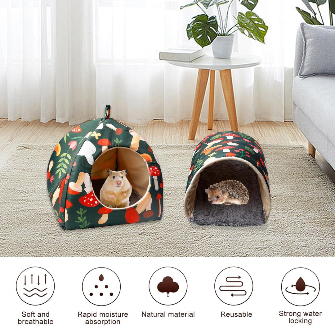 Meerschweinchen Haus & Tunnel 2er Set, Meerschweinchen Bett Waschbar Kuschelhaus & Spielzeug Kuschel