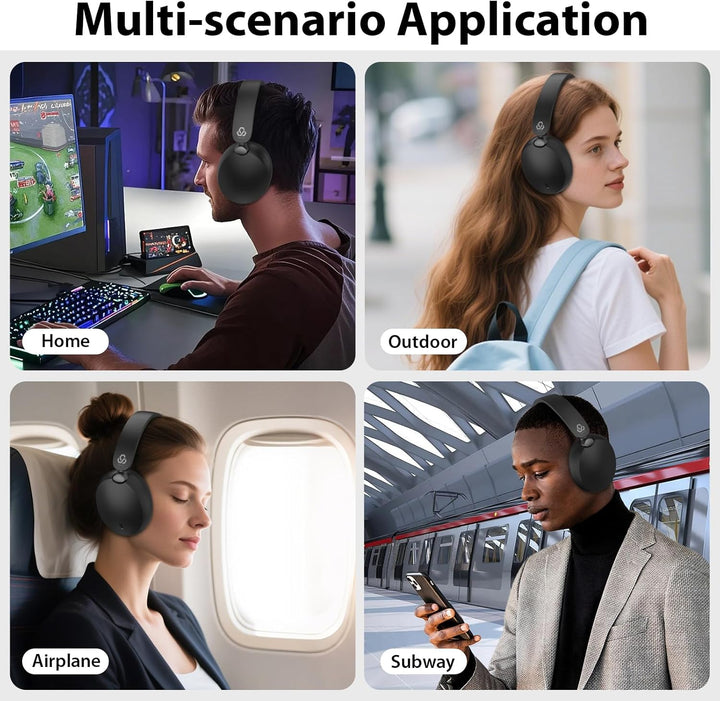 Bluetooth Kopfhörer Over Ear mit Hybrid Active Noise Cancelling, Mikrofon, Hi-Res Audio & Bässen, 65