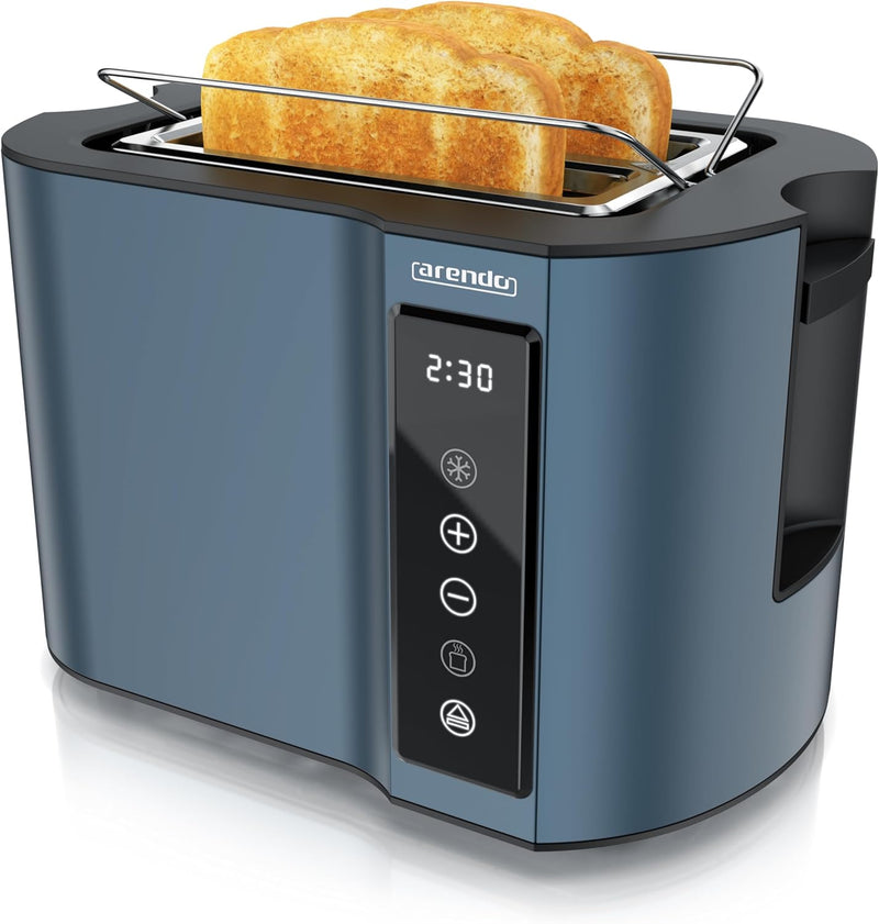 Arendo - Touch Toaster 2 Scheiben Edelstahl - Touchpanel - digital Display Restzeitanzeige - 800 W –