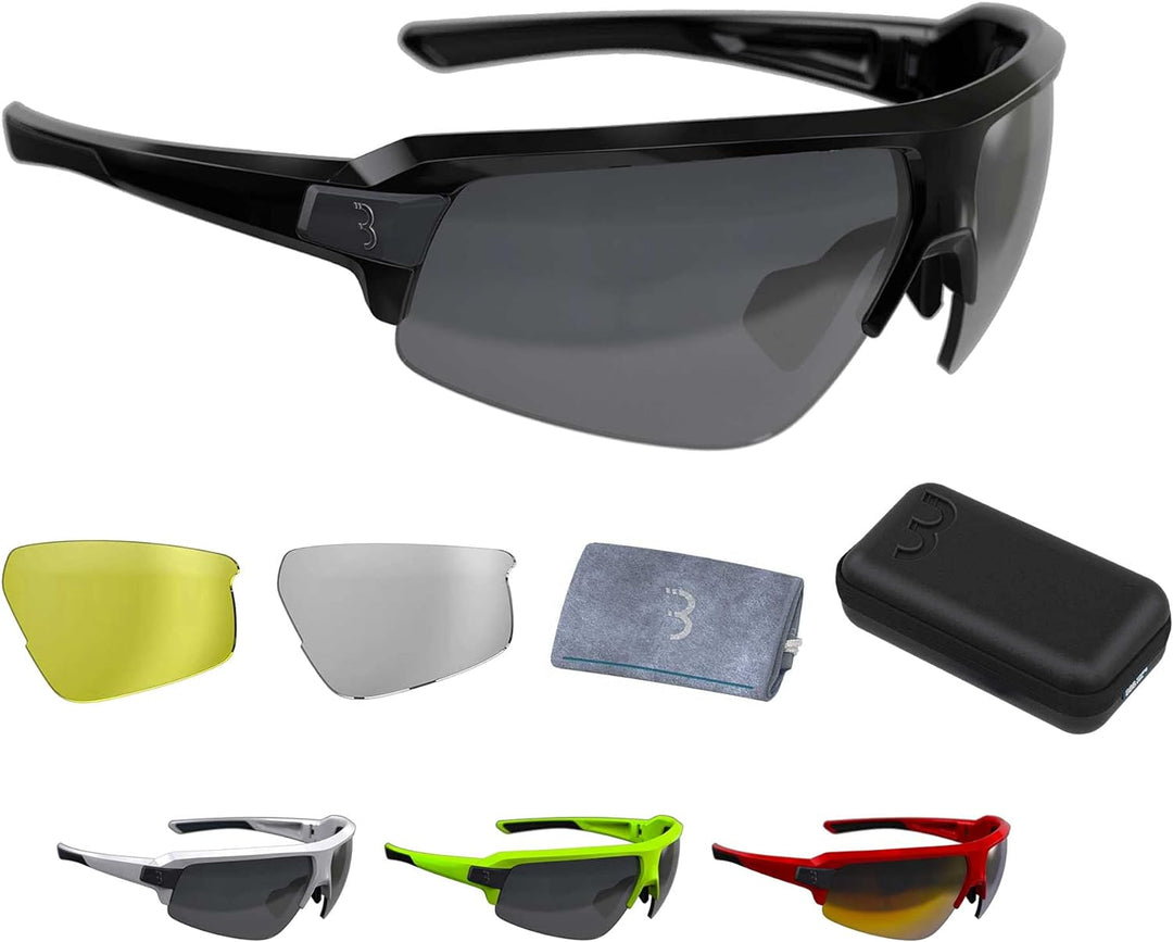 BBB Cycling Fahrradbrille Herren und Damen Sportbrille Sonnenbrille Radsport mit drei Wechselgläsern