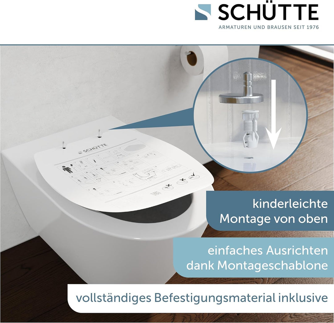 WC-Sitz mit Absenkautomatik | Klodeckel aus bruchsicherem Duroplast | Innovative DIY Montage mit Sch