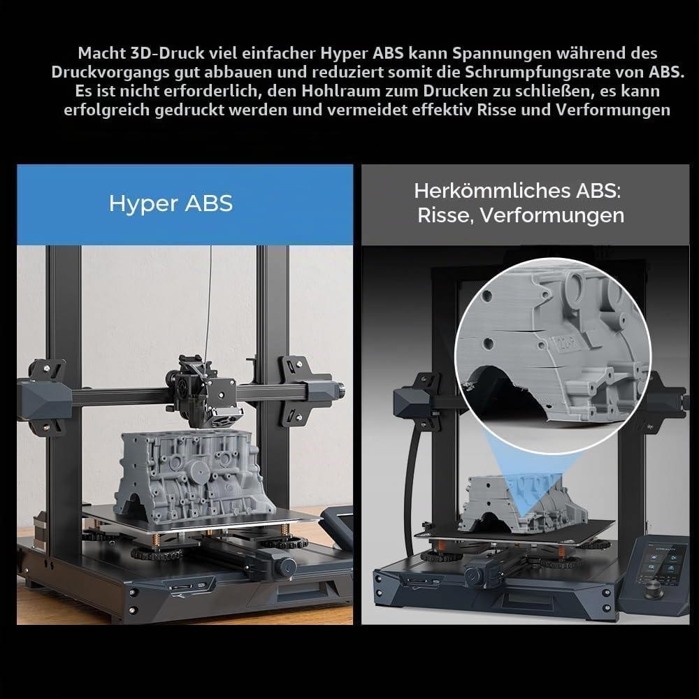 Creality Hyper ABS Filament 1,75 mm 1kg, Hochgeschwindigkeits und Hochtemperaturbeständiges 3D Druck