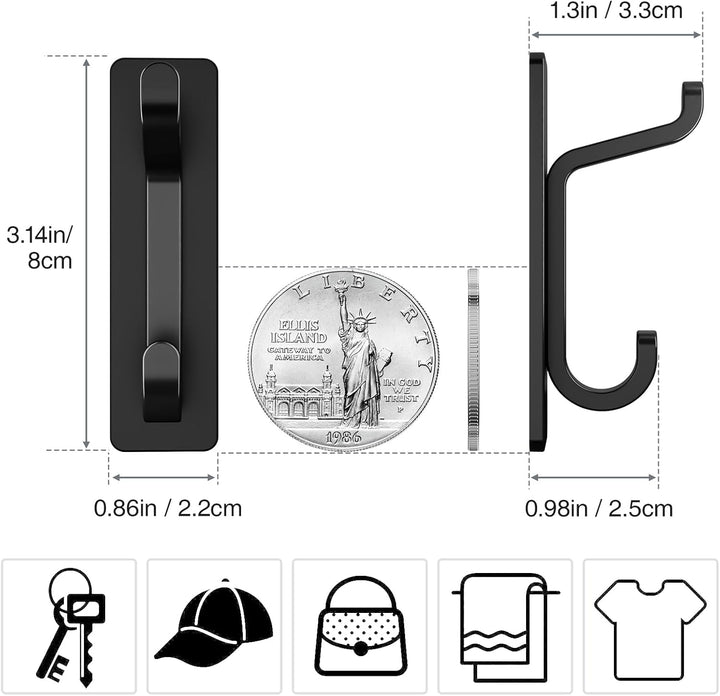 pickpiff 12 Stück Klebehaken Ultra Stark, Hält Bis Zu 6kg, Metall Türhaken Handtuchhaken Nichtrosten