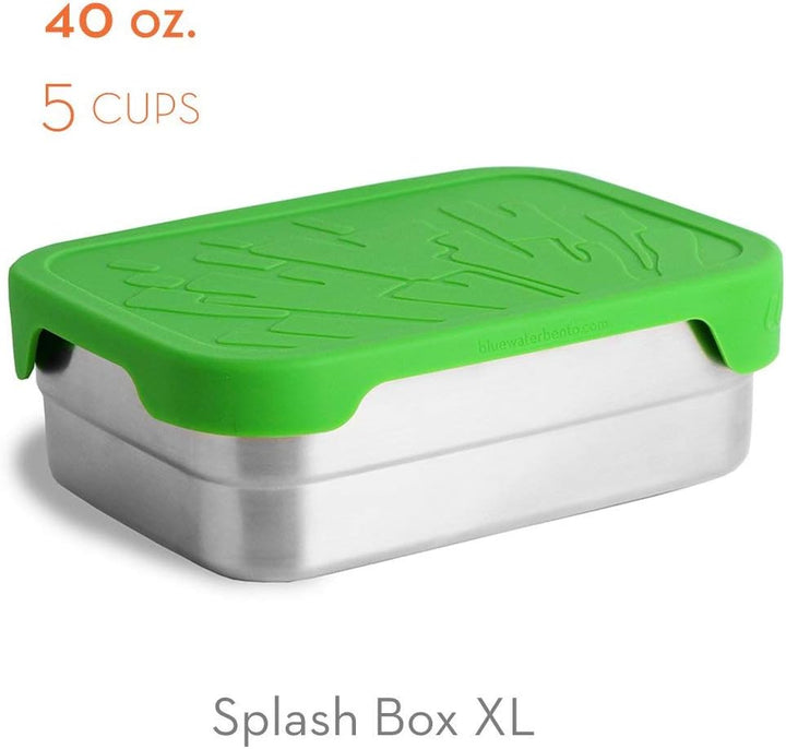 ECOlunchbox Blue Water Bento | Splash Box XL, Grosse Edelstahldose mit Silikondeckel | Lunchbox | Br