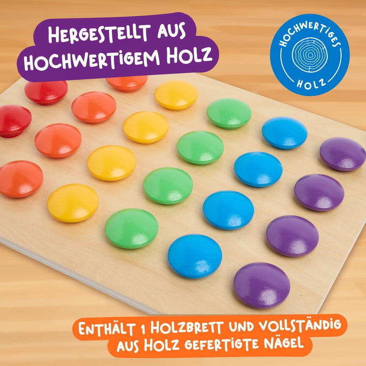 Nene Toys Holz-Steckspiel für Kleinkinder ab 2 Jahren - Mosaik Steckspiel für Kinder 2 3 Jahre - Mon
