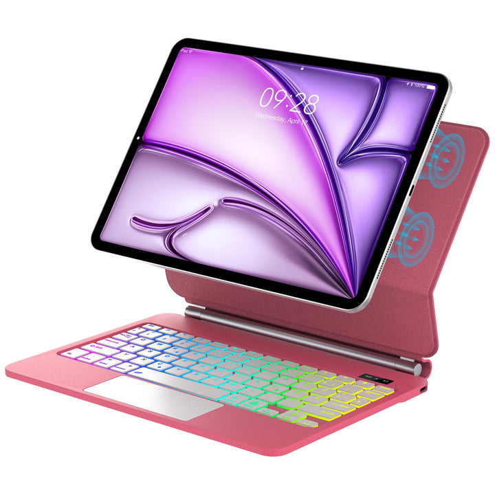 JADEMALL Magic Keyboard für iPad Air 11" (M4 2026/M3 2025/M2 2024) - QWERTZ Tastatur mit Beleuchtung
