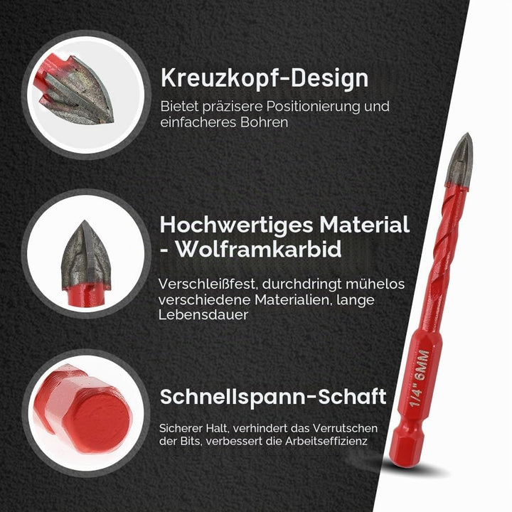 FOCSTOL Diamant Fliesenbohrer 6/8/10/12mm mit Schnellwechsel-Sechskantschaft und 6mm Hartmetallbohre