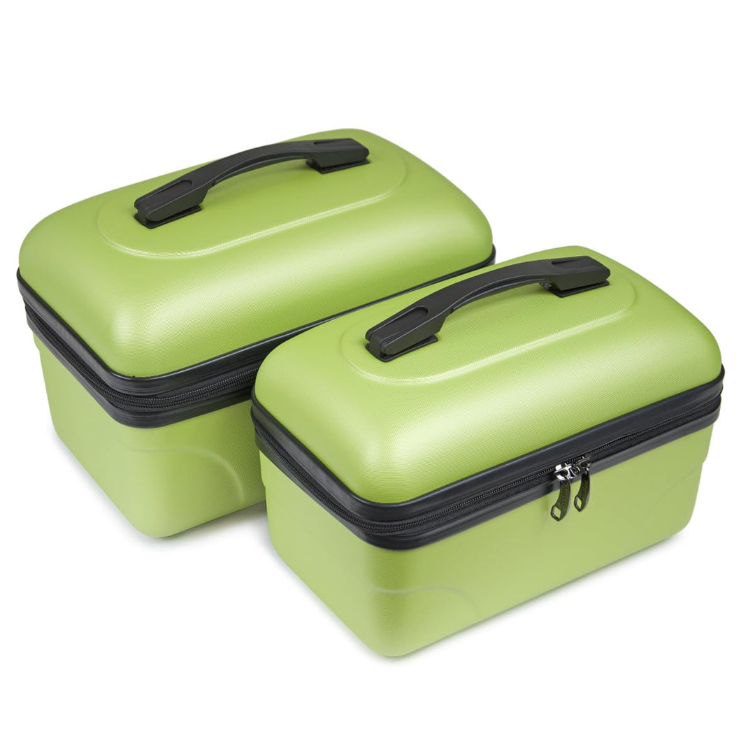 2er-Set Grosse starre Waschtisch-ABS-Schale - Kulturbeutel/Make-up-Etui 35 cm Grün, Grün