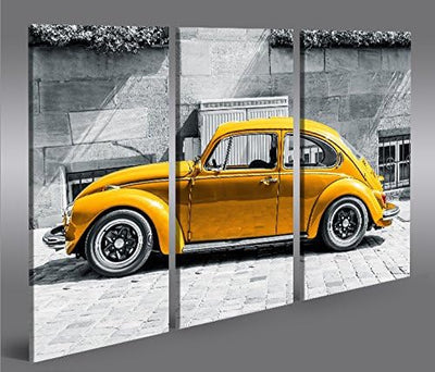 islandburner Bild Bilder auf Leinwand Käfer Kult Auto Beetle 3p XXL Poster Leinwandbild Wandbild Dek