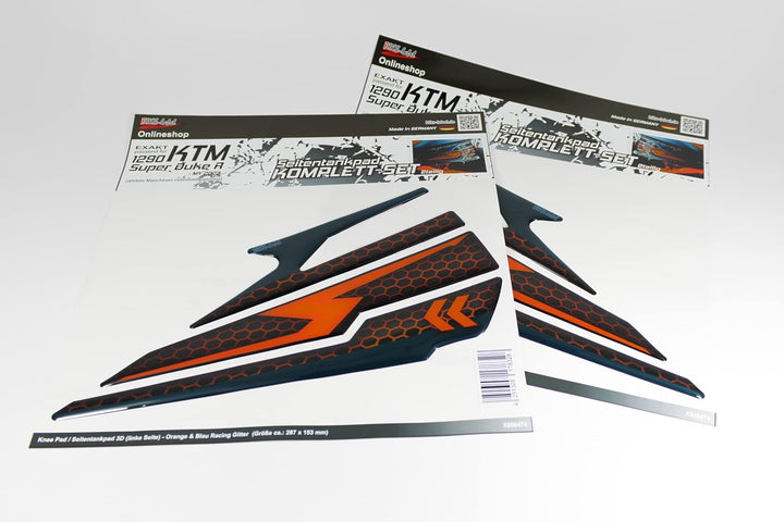 Tankpad Kniepad kompatibel für KTM 1290 Super Duke R Orange Blau X800474VA Knee-Pad, Knee-Pad