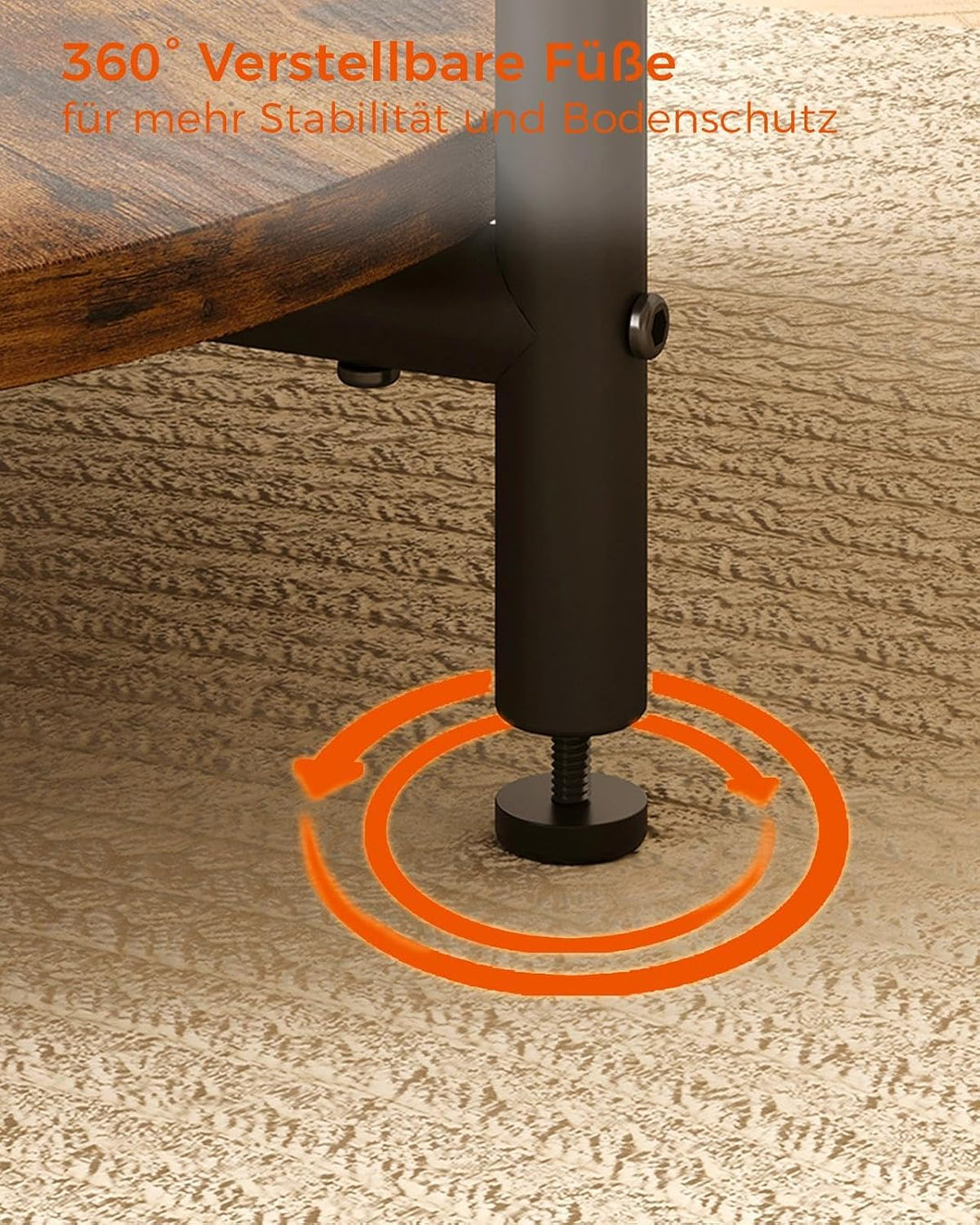 IRONCK Beistelltisch rund, Couchtisch mit Steckdose, Kleiner Tisch Holz, Wohnzimmertisch 2 Ablagen,S