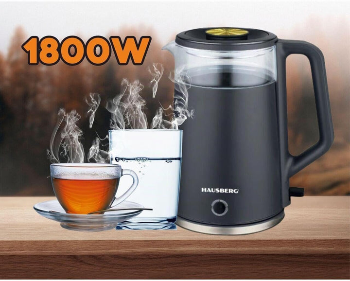 Wasserkocher Glas – 2L Teemaschine kabellos, 1800W, LED-Beleuchtung, automatische Abschaltung, BPA-f