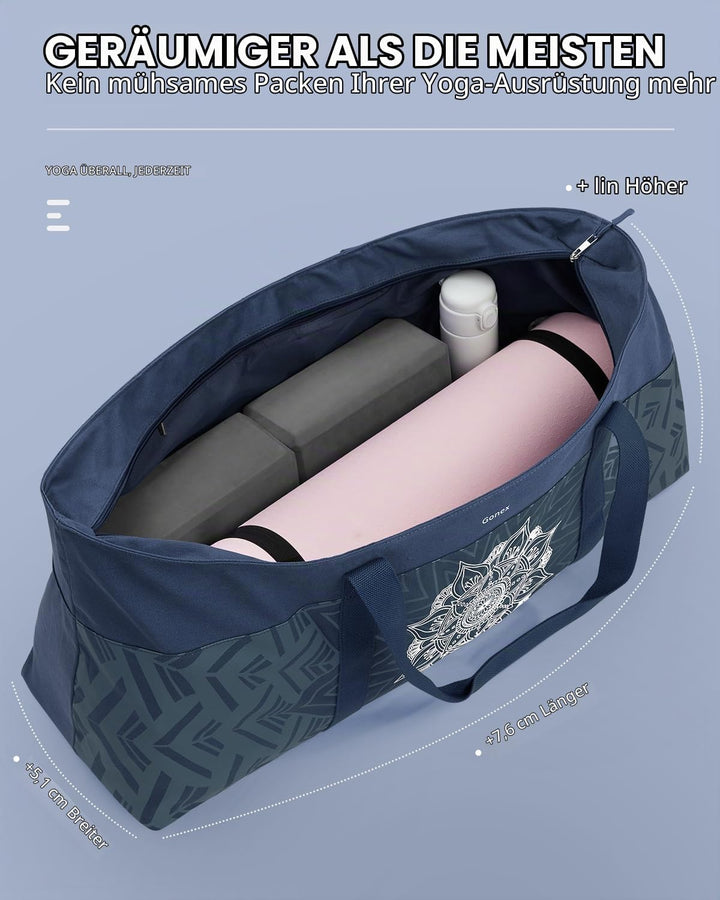 Gonex Yogatasche, Extra Grosse Canvas Sporttasche mit Wasserdichtem Fach &amp; Metallreissverschluss, Fü