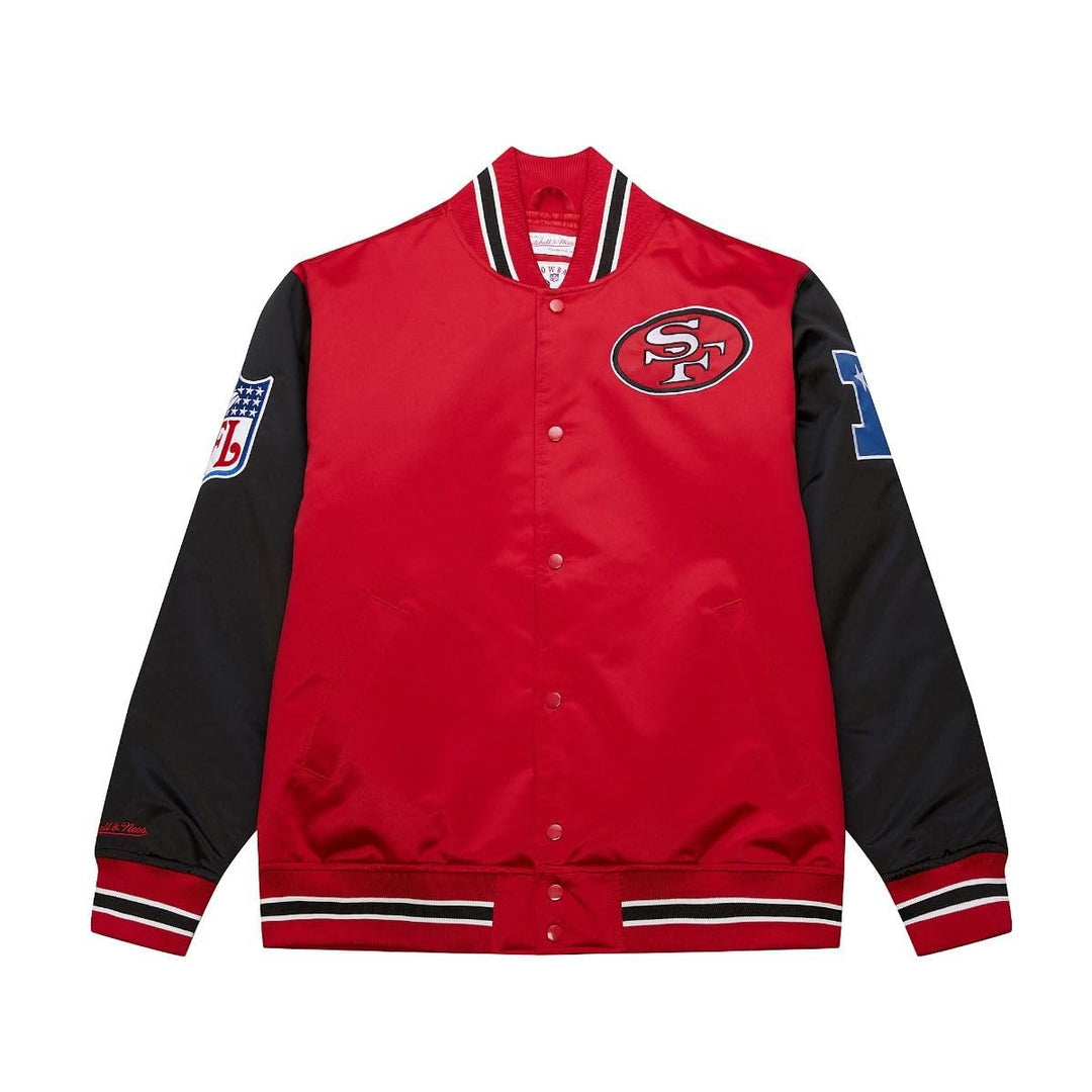 Mitchell & Ness NFL Primetime Heavyweight Satin Jacke L San Francisco 49ers, Rot, L San Francisco 49