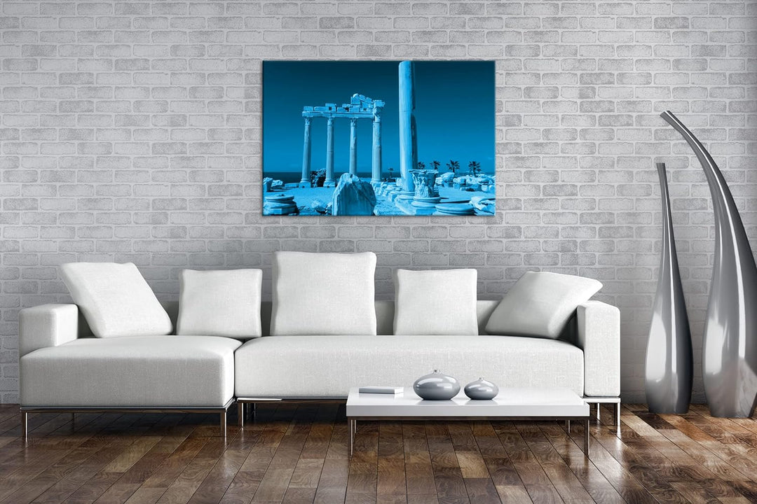 deyoli antikes Tempel Bauwerk in Türkei Format 80x60 Effekt: Monocrome Blau als Leinwandbild, Motiv