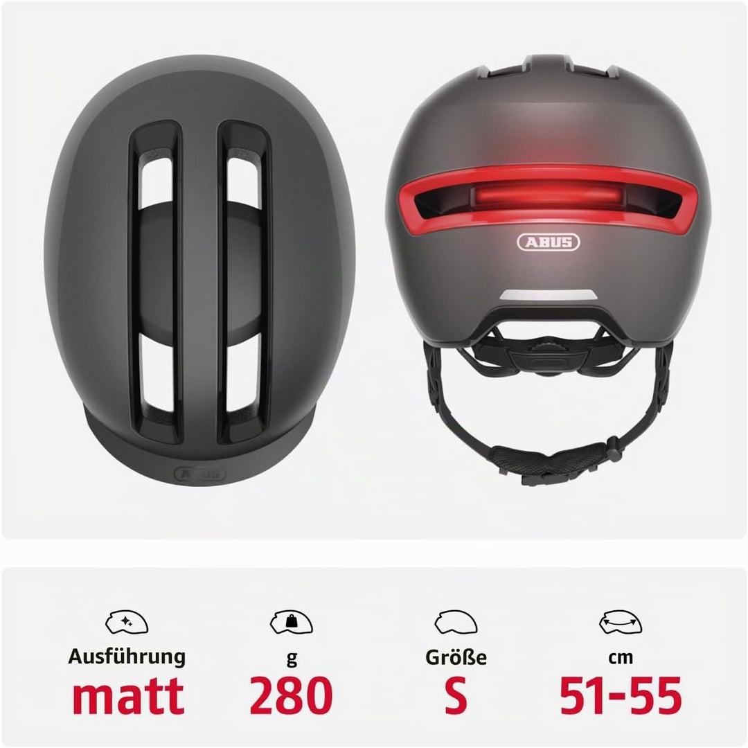 ABUS Urban Helm HUD-Y - mit magnetischem, aufladbarem LED-Rücklicht &amp; Magnetverschluss - cooler Fahr