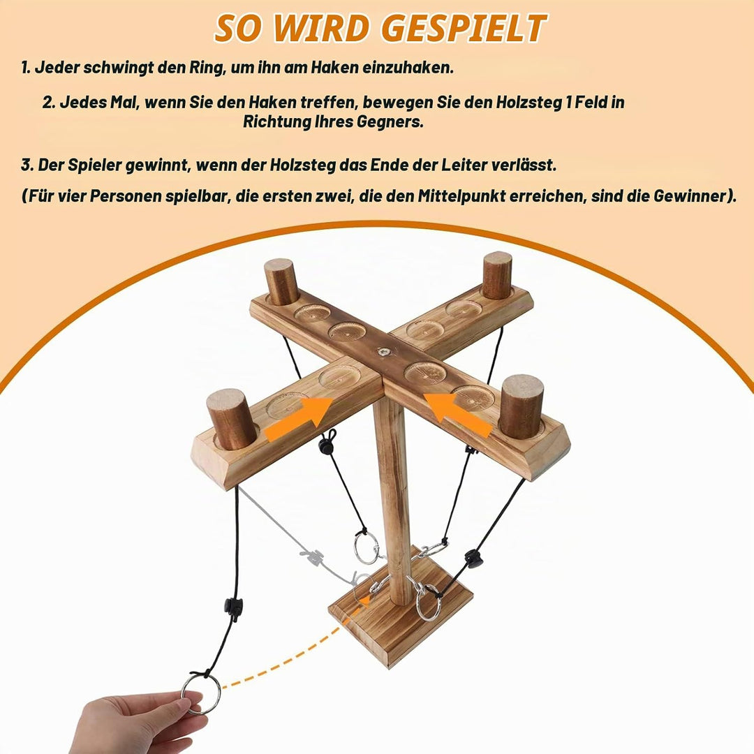 Hook Ringwurfspiel für Erwachsene, ZAKVOP Tik Tok Toy Haken- und Ringwurf-Kampfspiel für 4 Spieler,