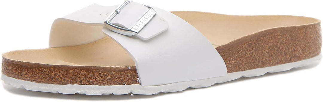Birkenstock Unisex Erwachsene Pantolette Madrid Birko-Flor normal 43 EU Weiss, 43 EU Weiss