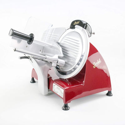 Berkel Red Line 250 rot Profi Aufschnittmaschine + Einlegebrett aus alten Wein Fassholz - Sonderange