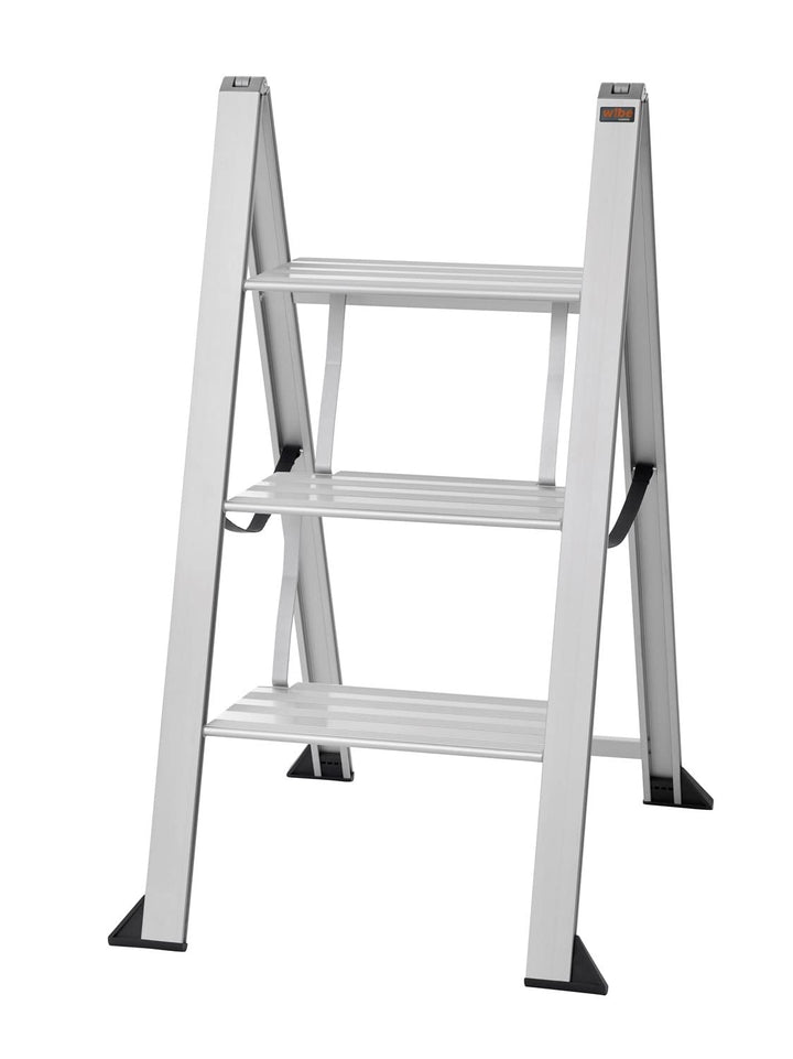 WIBE LADDERS Vikingstep Maxi Trittleiter Aluminium, 728143, Extrem Kompakte Aluminium Klapptrittleit