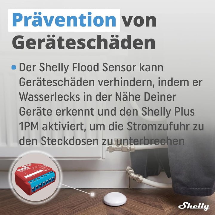 Shelly Flood Smart Home WLAN Wassermelder & Temperatursensor, Wasseralarm & digitales steuern der Fu