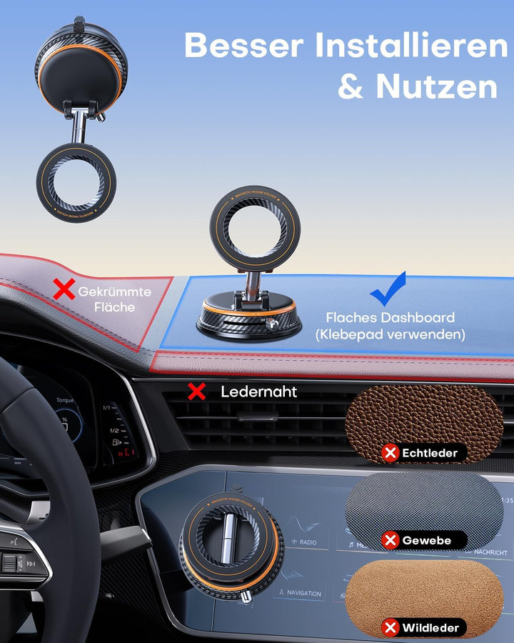 Handyhalterung Auto für MagSafe Autohalterung [30KG Stärkste Saugkraft & 2400gf Magnet] Vakuum Magne
