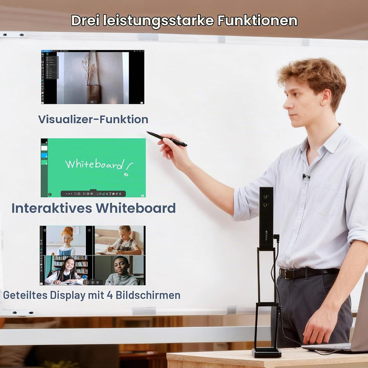 16MP USB Dokumentenkamera Visualizer: A3 Format 3-Stufen-LED OCR Autofokus Faltbar 4K Dokumenten Web