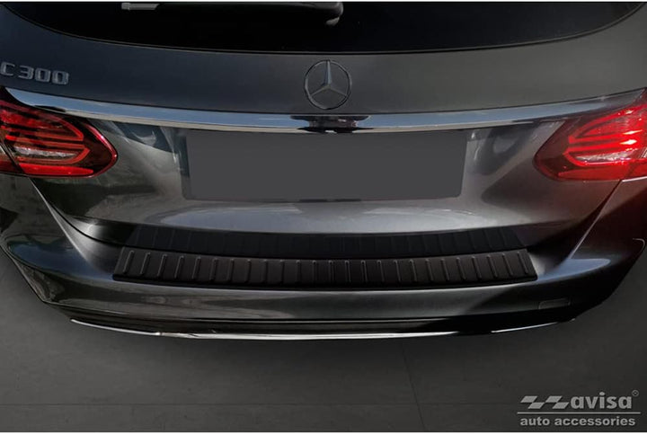 Avisa Matt-Schwarz Edelstahl Heckstossstangenschutz kompatibel mit Mercedes C-Klasse W205 Kombi 2014