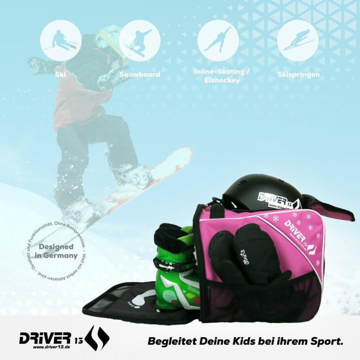Driver13 Kinder Skistiefeltasche, Designed in Deutschland und seit vielen Jahren bewährt Pink, Pink