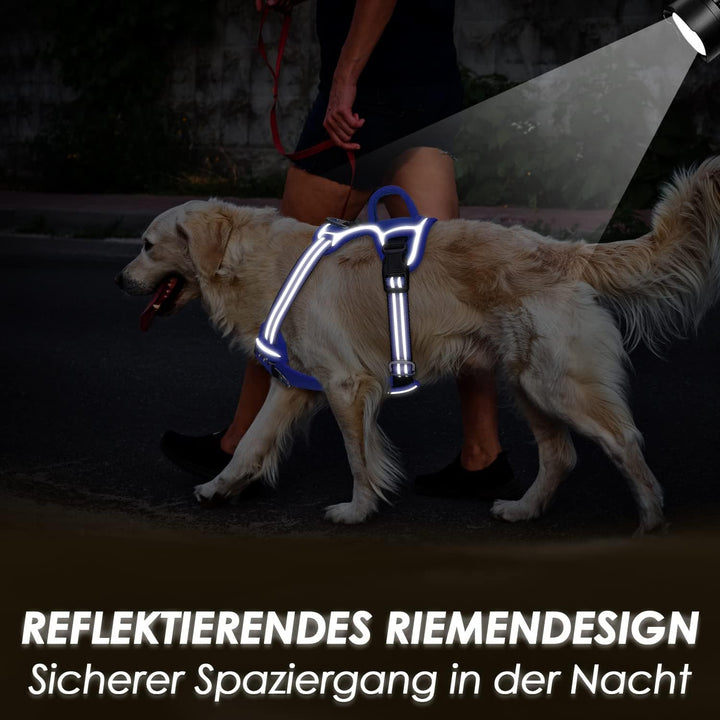 Eyein Hundegeschirr für Grosse Hunde, verstellbares atmungsaktives reflektierend, gepolstert und atm