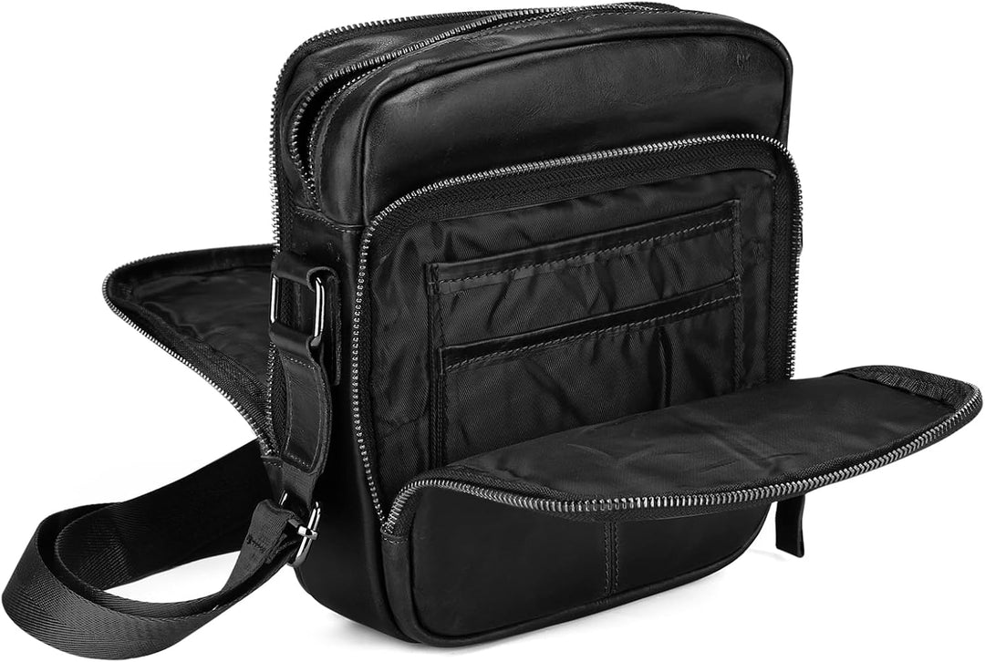BAIGIO Schultertasche Umhängetasche Herren Leder Vintage Herrentasche Messenger Bag mit Schultergurt