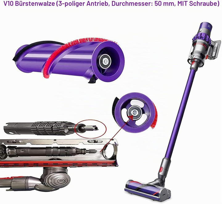 Bürste Kompatibel mit Dyson V10,Scrollleiste Ersatz Kompatibel mit Dyson V10 Staubsauger,Ersatzteile