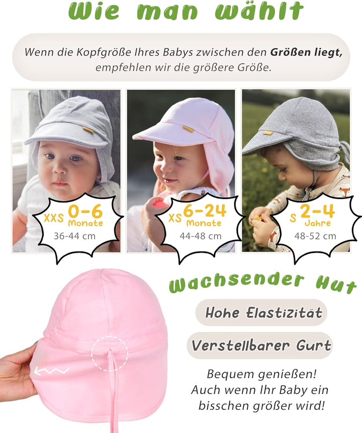 FURTALK Baby Kleinkind Sonnenhut UPF 50+ UV-Schutz Mädchen & Jungen Sommer Kappe Kinder Strand Mütze