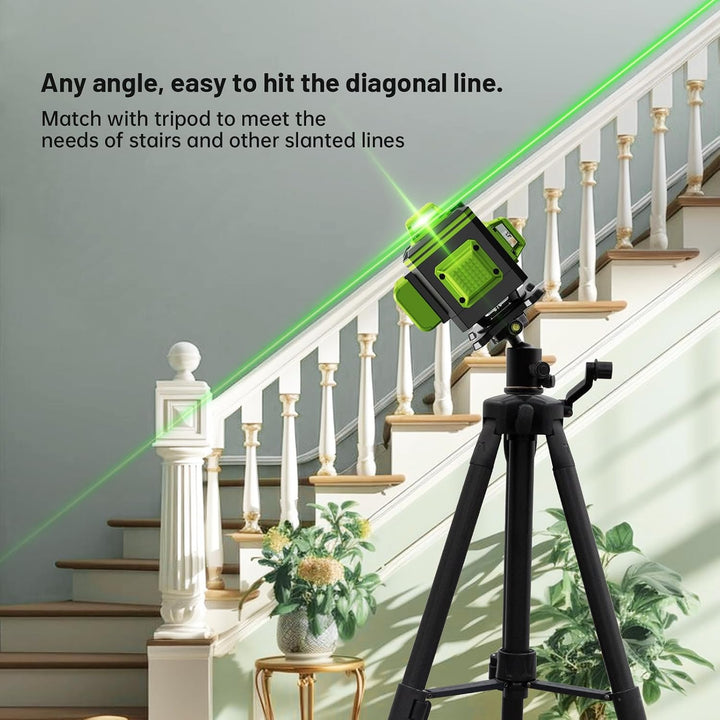 4x360° Kreuzlinienlaser mit Stativ, 16 Line Laser Level IP54 Wasserwaage, 2 Wiederaufladbare Batteri